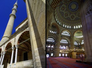 La mosquée Selimiye à Edirne est classés au patrimoine mondial de l'UNESCO depuis 2011. Entourée des quatre plus hauts minarets du monde islamique, la mosquée de Selim II est surmontée d'un grand dôme. Autour de la mosquée se trouvent de nombreux bâtiments additionnels : bibliothèques, écoles, hospices, bains, salles de restauration pour les indigents, marchés, hôpitaux et un cimetière.