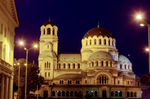 Ici, la cathédrale Alexandre Nevski au coeur de la ville de Sofia.